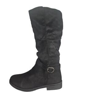 Chambers Womens Black Faux Suede Slouchy Tall Knee High Boots Size 8.5M Buckle